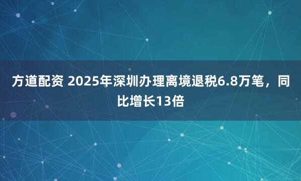 方道配资 2025年深圳办理离境退税6.8万笔，同比增长13倍